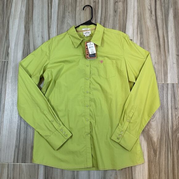 NWT Ariat Fitted Kirby Button Up Shirt Women's XXL Fitted Green‎ Pink Western - Picture 1 of 7